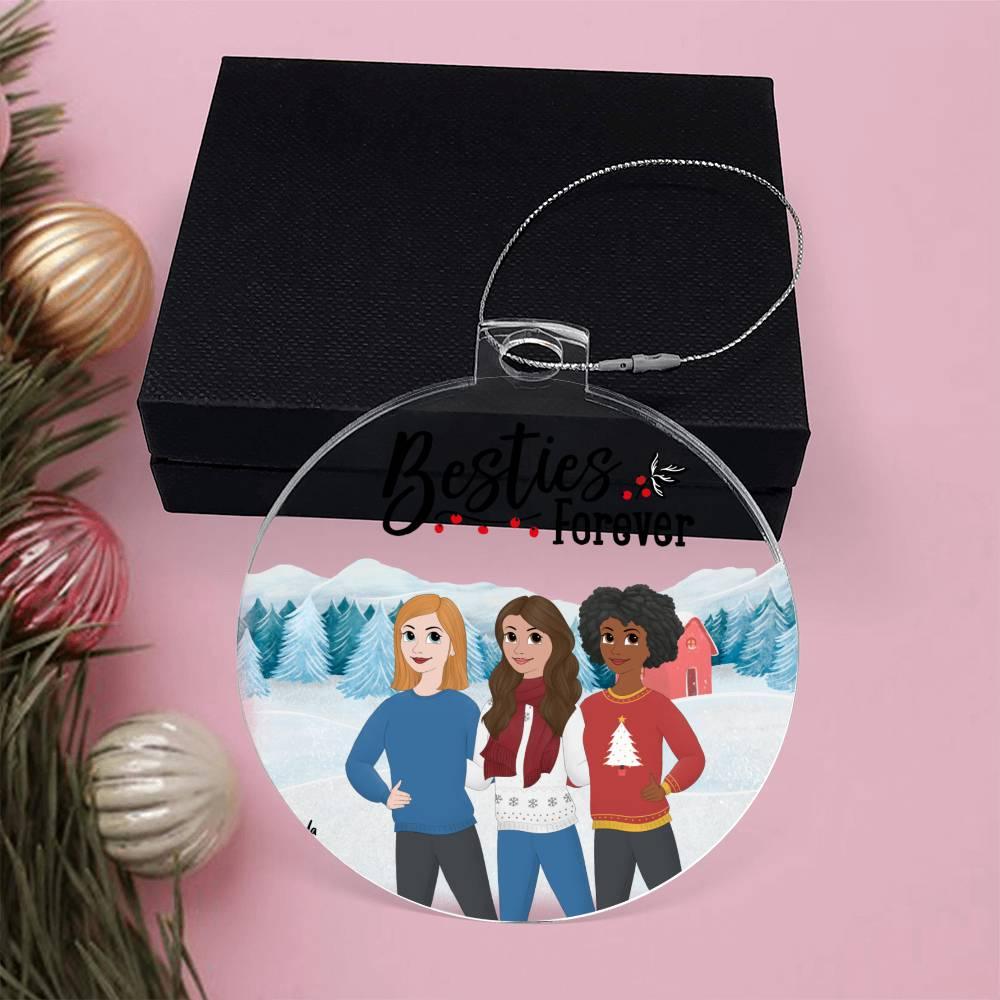 Besties Are Forever Personalized Winter Acrylic Keepsake Ornament