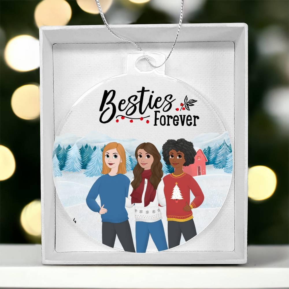 Besties Are Forever Personalized Winter Acrylic Keepsake Ornament