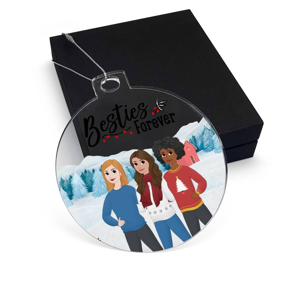 Besties Are Forever Personalized Winter Acrylic Keepsake Ornament
