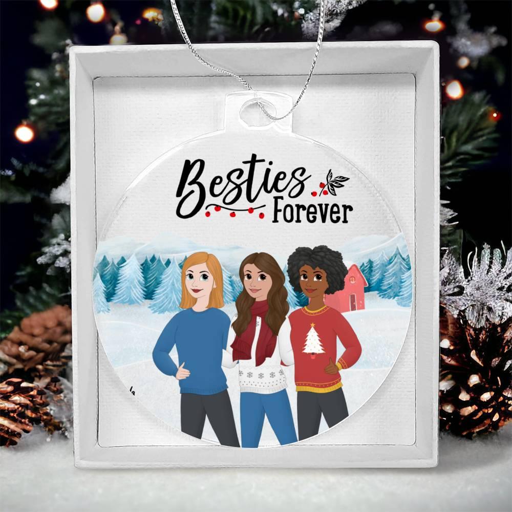 Besties Are Forever Personalized Winter Acrylic Keepsake Ornament