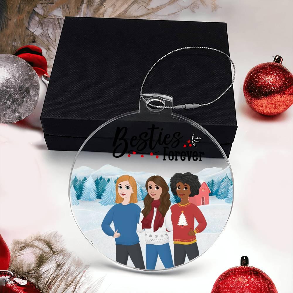 Besties Are Forever Personalized Winter Acrylic Keepsake Ornament