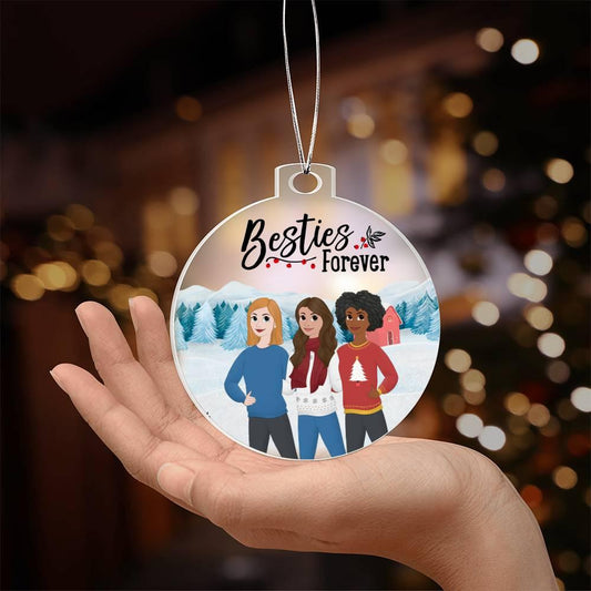 Besties Are Forever Personalized Winter Acrylic Keepsake Ornament