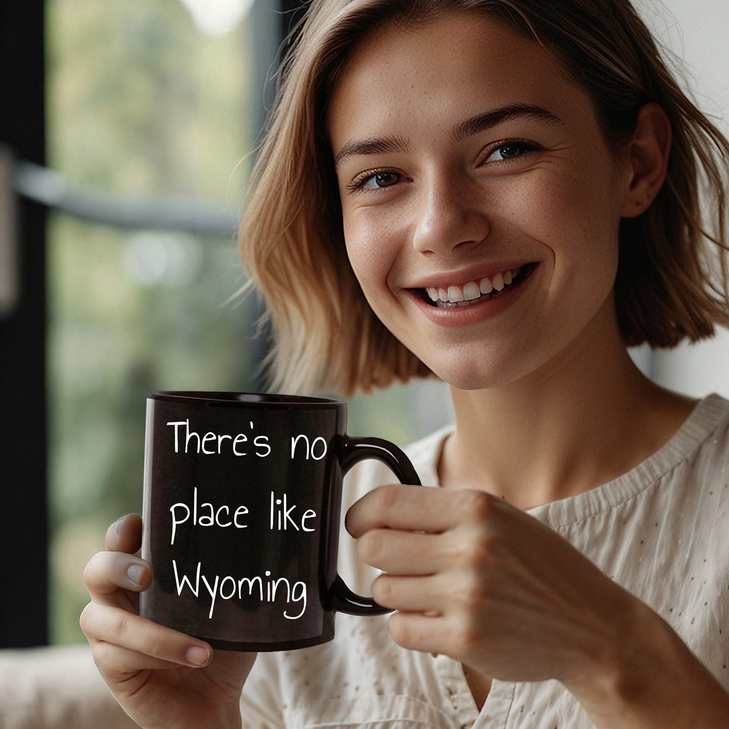 Wyoming Black Coffee Mug - There's No Place Like Wyoming, Unique Gifts - Mallard Moon Gift Shop