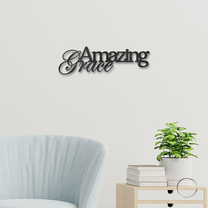 Amazing Grace Script Indoor Outdoor Steel Wall Sign Art - Mallard Moon Gift Shop