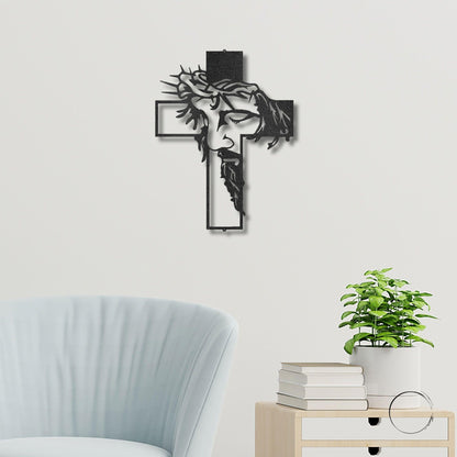 Jesus Crown of Thorns Steel Cross Sign Christian Metal Wall Decor Made in USA - Mallard Moon Gift Shop