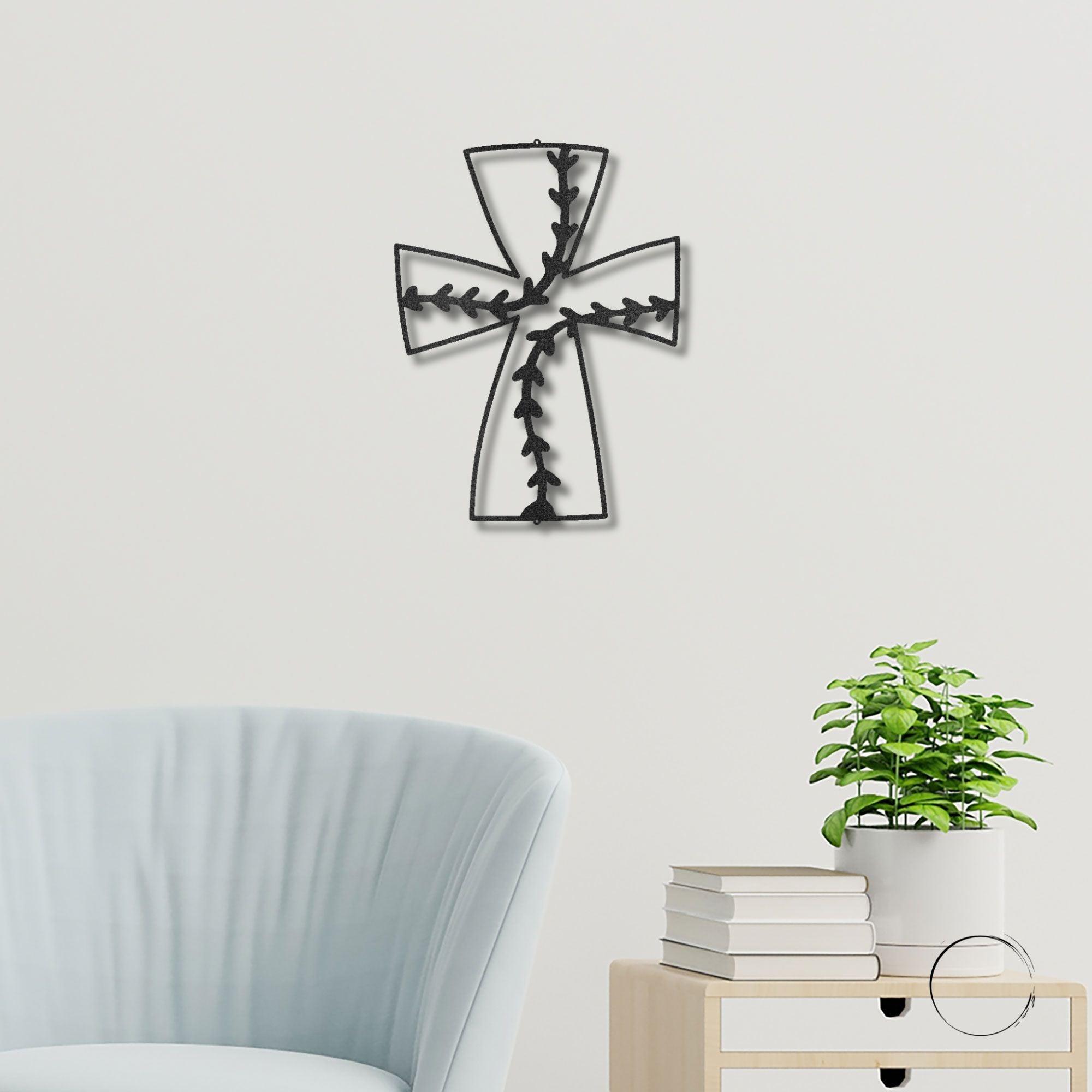 Faith In Baseball Cross Metal Art Wall Sign - Mallard Moon Gift Shop