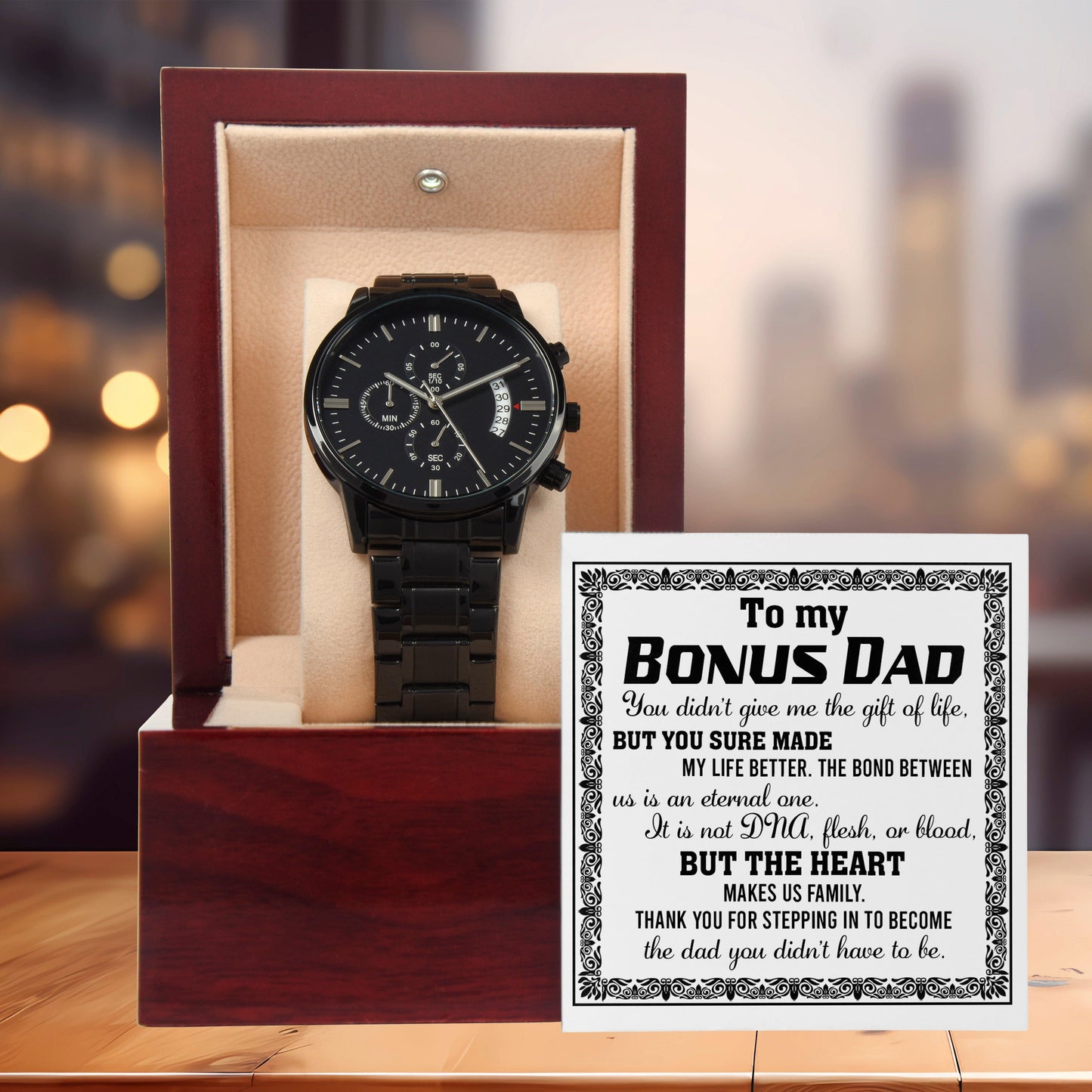 Bonus Dad Chronograph Watch - The Heart Makes Us Family Father's Day, Birthday Gift - Mallard Moon Gift Shop