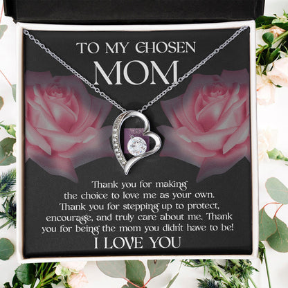 To My Chosen Bonus Mom Thank You for Stepping Up Forever Love Heart Pendant Necklace - Mallard Moon Gift Shop