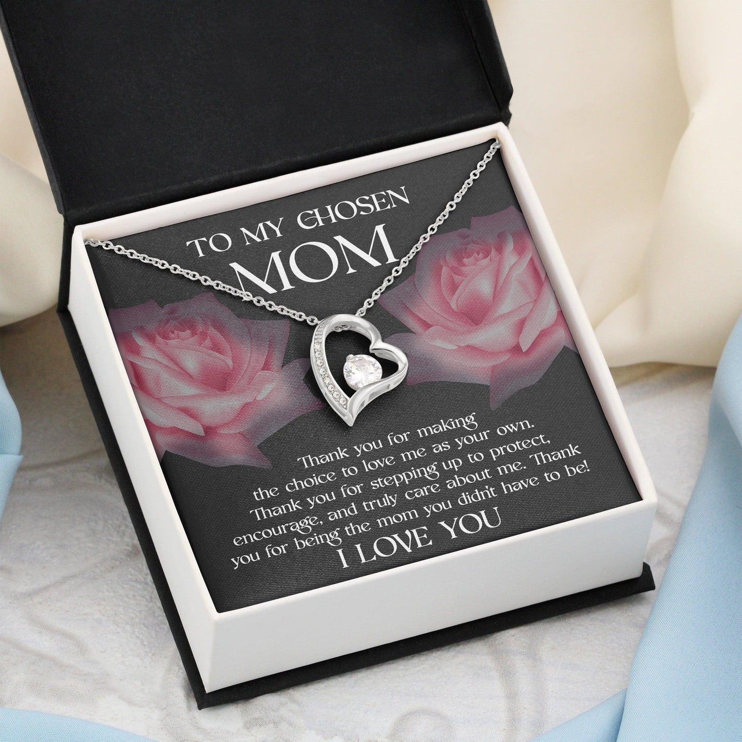 To My Chosen Bonus Mom Thank You for Stepping Up Forever Love Heart Pendant Necklace - Mallard Moon Gift Shop