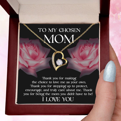 To My Chosen Bonus Mom Thank You for Stepping Up Forever Love Heart Pendant Necklace - Mallard Moon Gift Shop