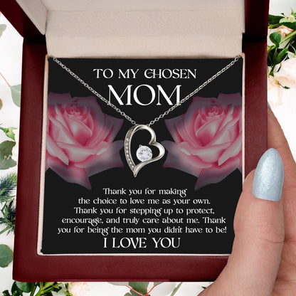 To My Chosen Bonus Mom Thank You for Stepping Up Forever Love Heart Pendant Necklace - Mallard Moon Gift Shop
