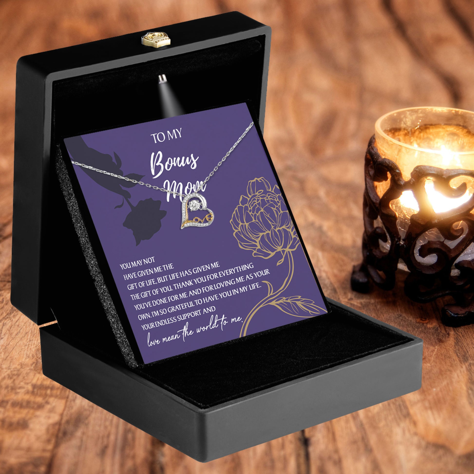 Bonus Mom Gift Thank You for Everything Heart Pendant Necklace - Mallard Moon Gift Shop