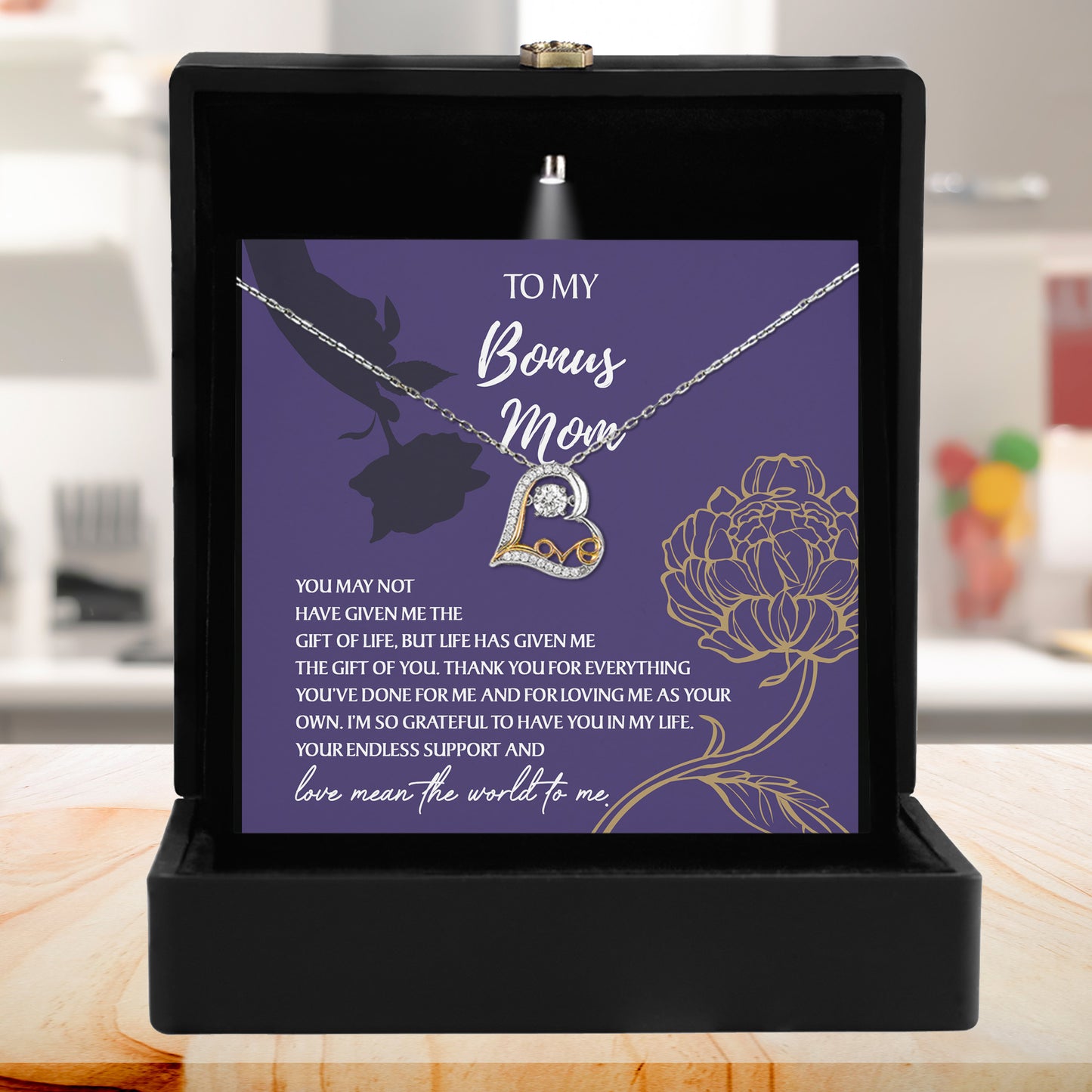 Bonus Mom Gift Thank You for Everything Heart Pendant Necklace - Mallard Moon Gift Shop