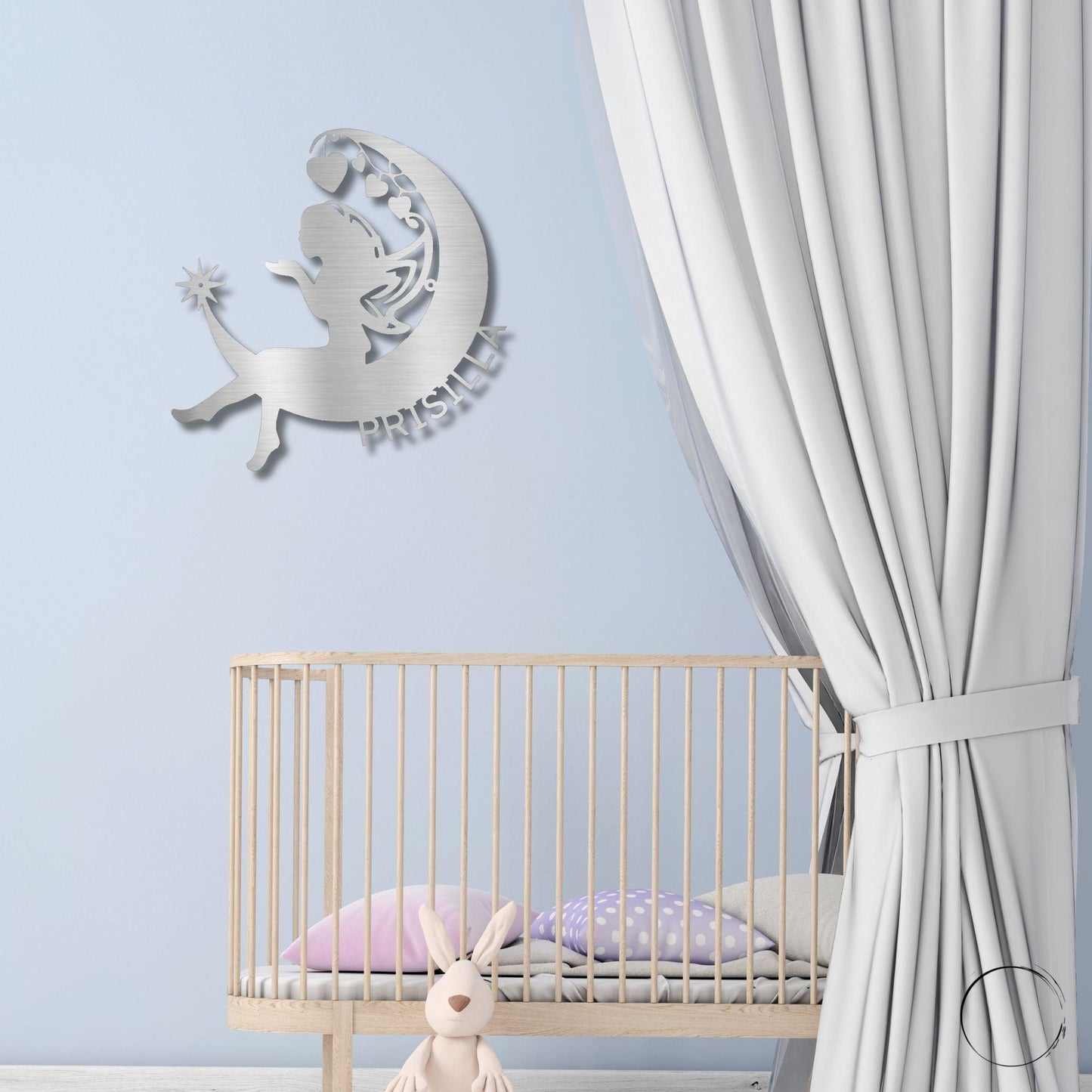 Fairy Moon Custom Name Metal Art Wall Sign - Mallard Moon Gift Shop