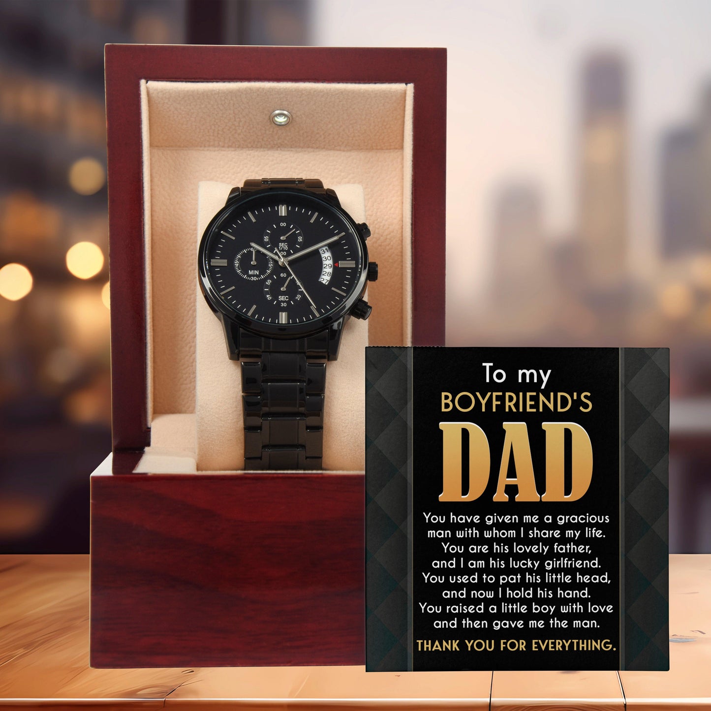 Boyfriend's Dad Chronograph Wrist Watch You Gave Me A Gracious Man Father's Day Birthday Gift - Mallard Moon Gift Shop