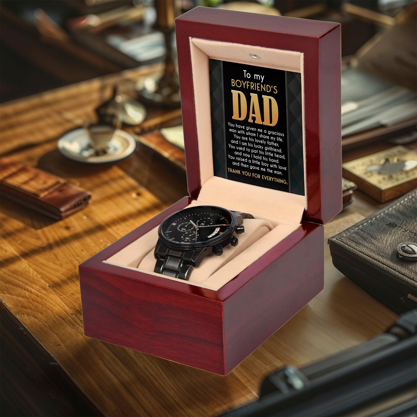 Boyfriend's Dad Chronograph Wrist Watch You Gave Me A Gracious Man Father's Day Birthday Gift - Mallard Moon Gift Shop