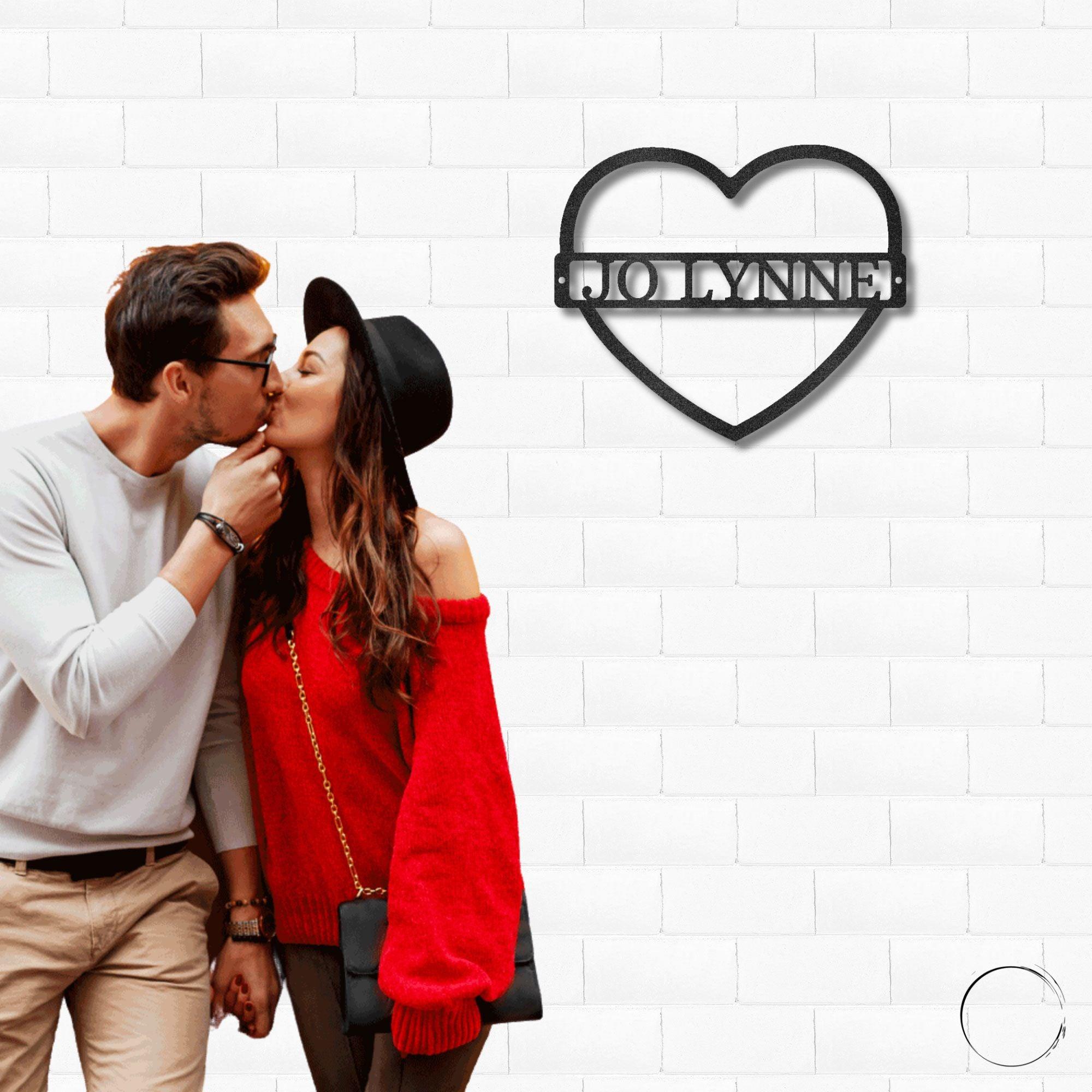 Custom Heart Shaped Monogram Personalized Steel Wall Sign - Mallard Moon Gift Shop