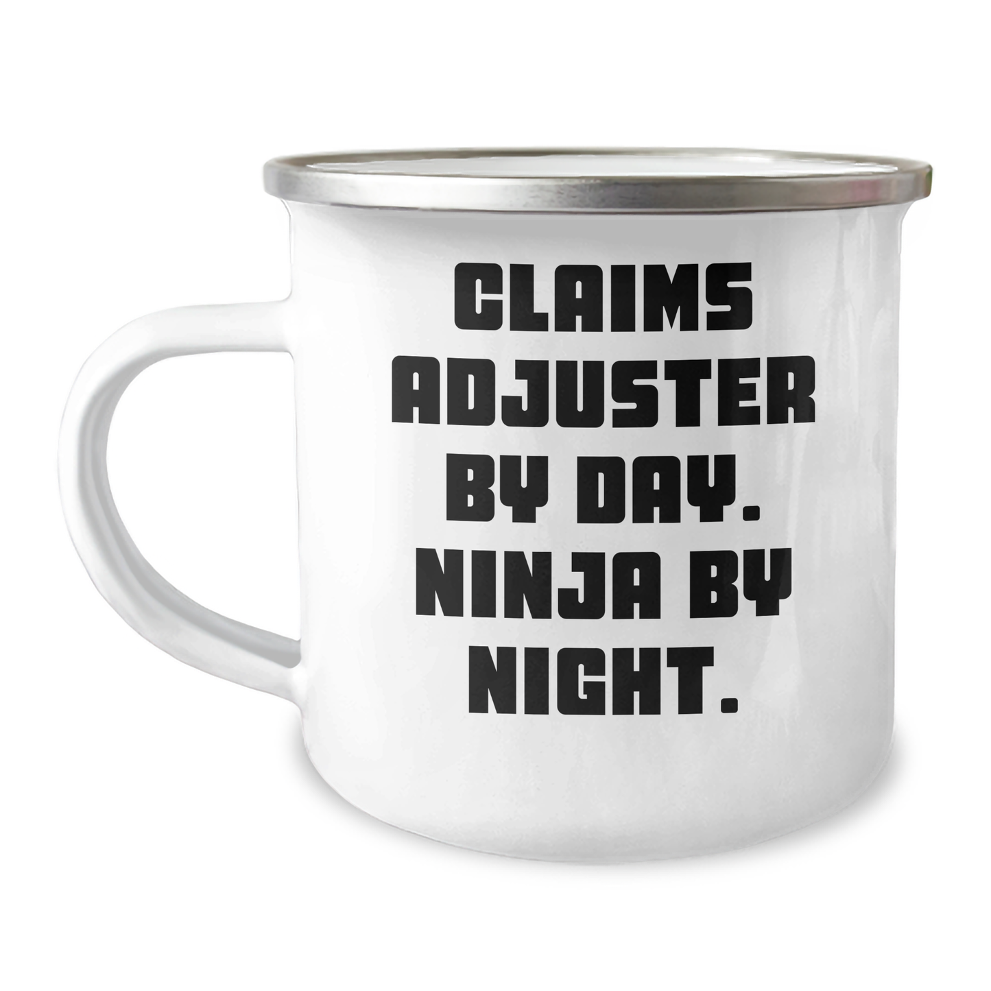 Claims Adjuster Gifts, Camping Mug for Mother's Day, Funny Quote, 'Claims Adjuster By Day. Ninja By Night.' from Friends, Gifts for Claims Adjuster, Men, Women, Family - Image 1