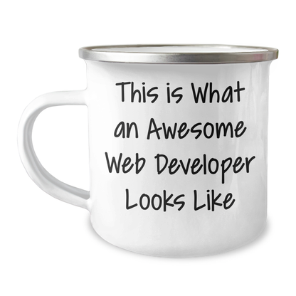 Gifts from Friends for Awesome Web Developer, This Is What An Awesome Web Developer Looks Like, Camping Mug for Father's Day - Image 1