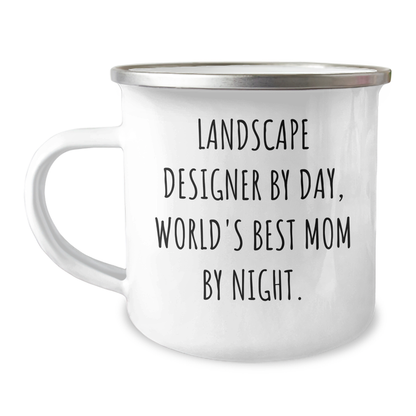 Landscape Designer Gifts, Funny Quote Camping Mug, Gifts from Men for World's Best Mom By Night, Father's Day Unique Gifts for Landscape Designer - Image 1