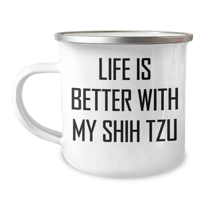 Shih Tzu Dog Lovers Funny Camping Mugs, Gifts from Friends and Family, Life Is Better With My Shih Tzu, Unique Father's Day Unique Gifts for Shih Tzu Dog Enthusiasts - Image 1
