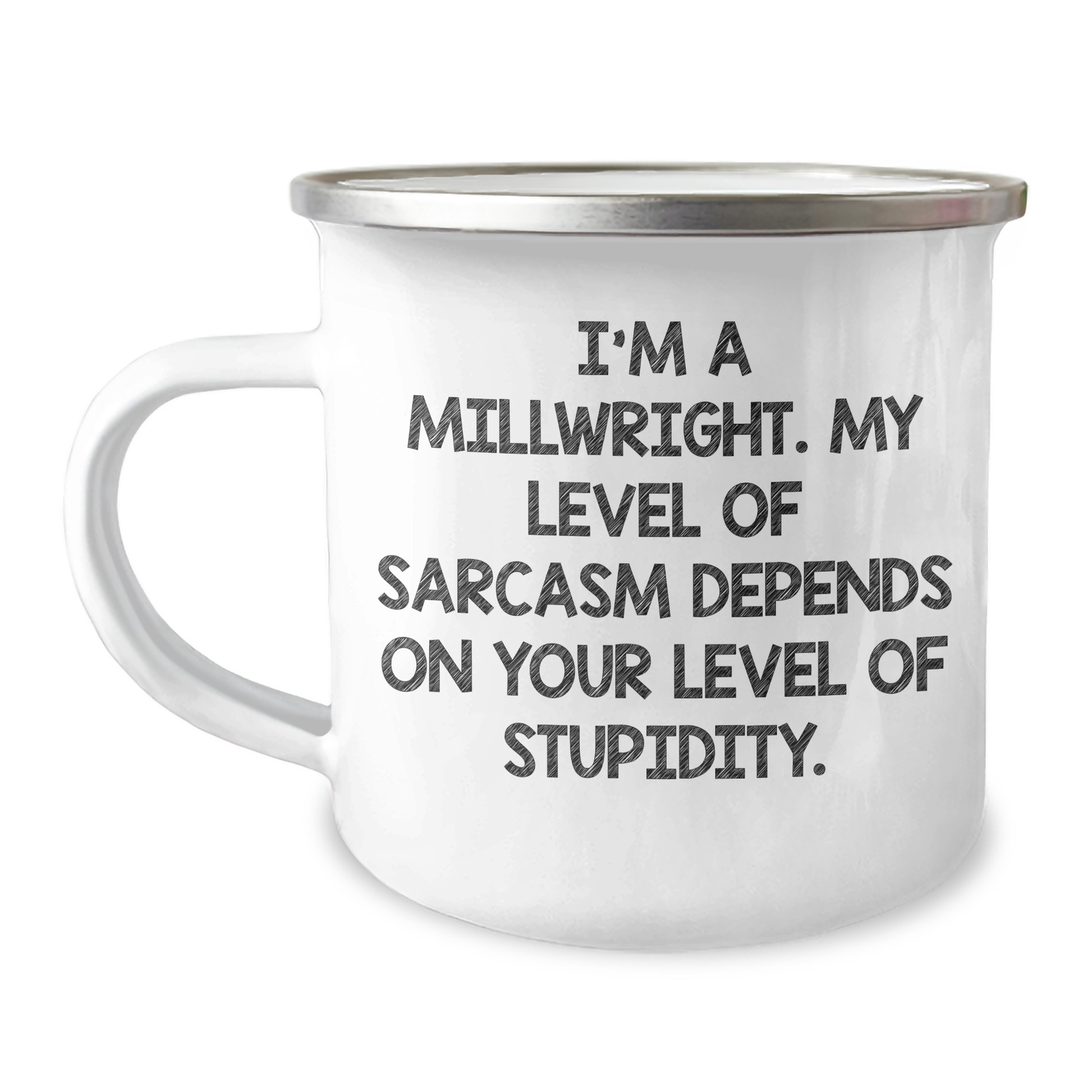 Funny Millwright Gifts for Mother's Day - 'I'm A Millwright, My Level Of Sarcasm...' Camping Mug, Gifts from Men to Women - Image 1