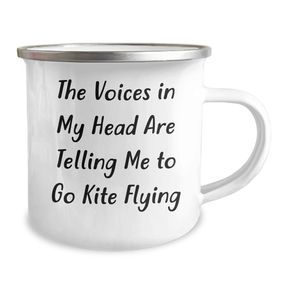 Kite Flying Adventure Camping Mug Gifts for Men from Family, Funny Quote 'The Voices In My Head Are Telling Me To Go Kite Flying' on Father's Day - Image 2