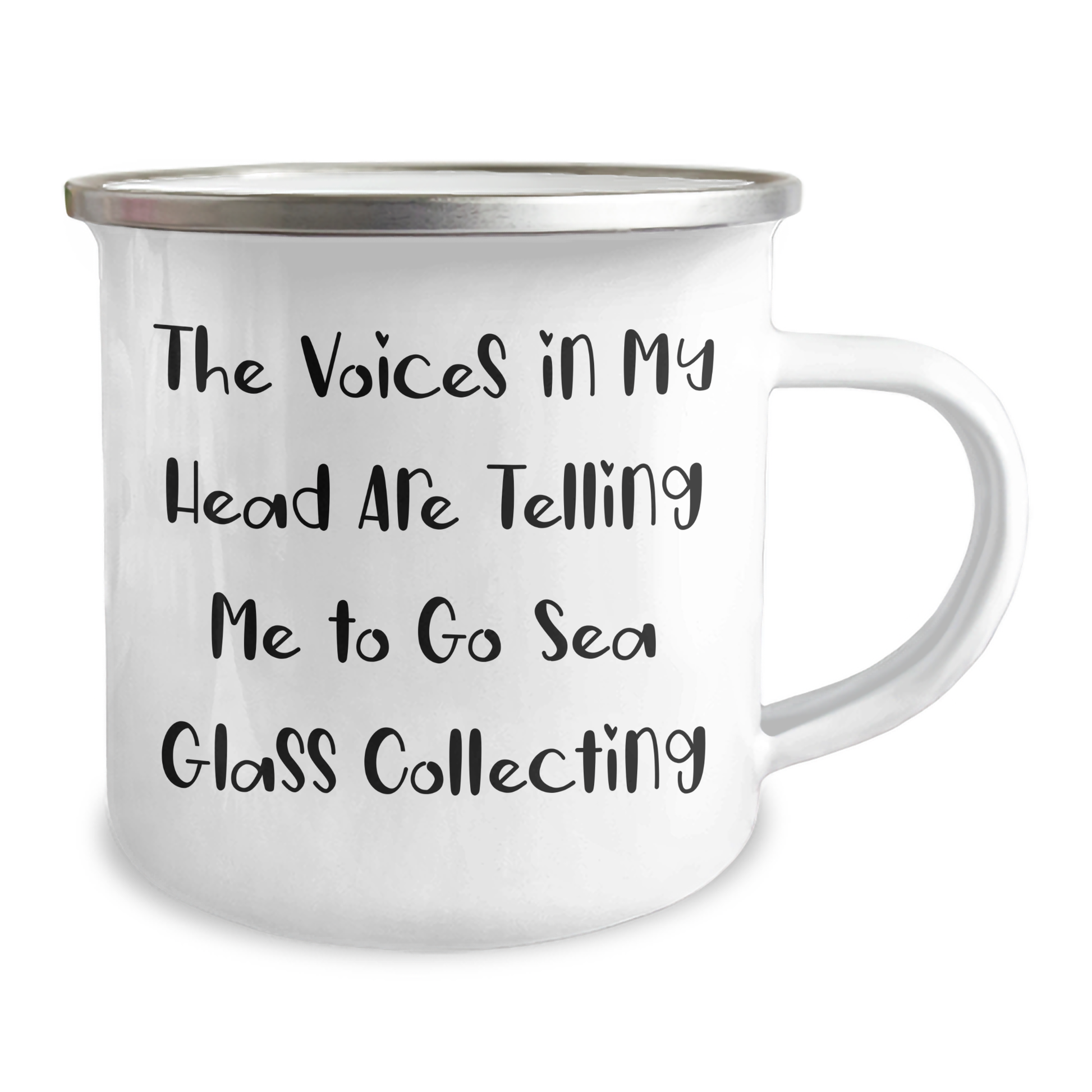 Funny Sea Glass Collecting Gifts for Dad - The Voices In My Head Are Telling Me To Go Sea Glass Collecting - Camping Mug, 12 oz, Stainless Steel with Enamel Finish, Perfect for Father's Day - Image 2
