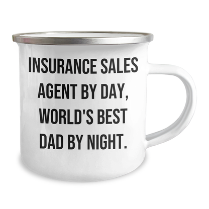 Insurance Sales Agent Gifts from Men - Funny Camping Mug for World's Best Dad - 'Insurance Sales Agent By Day, World's Best Dad By Night.' - Image 2