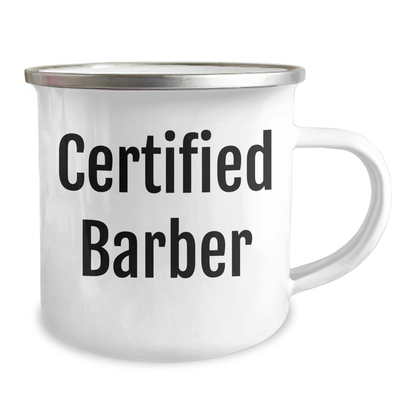 Funny Certified Barber Gifts for Men, Unique Camping Mug for Father's Day, 'A Cut Above the Rest' Quote, 12 oz Stainless Steel with Enamel Finish - Image 2