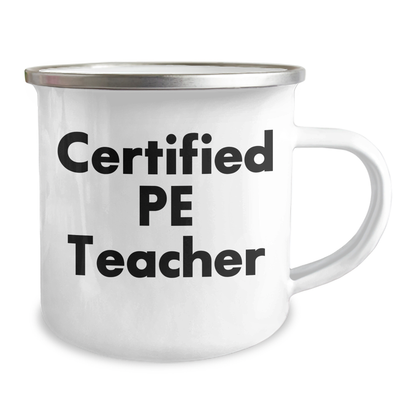 Funny PE Teacher Gifts from Friends for Father's Day Unique Camping Mug, Gifts for PE Teacher, Enamel Finish, 12 oz Stainless Steel - Image 2