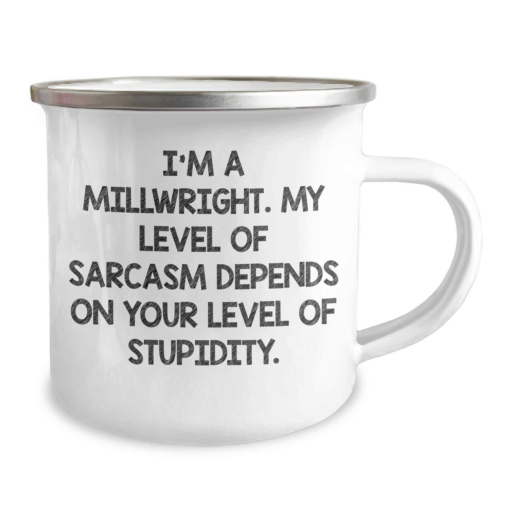 Funny Millwright Gifts for Mother's Day - 'I'm A Millwright, My Level Of Sarcasm...' Camping Mug, Gifts from Men to Women - Image 2