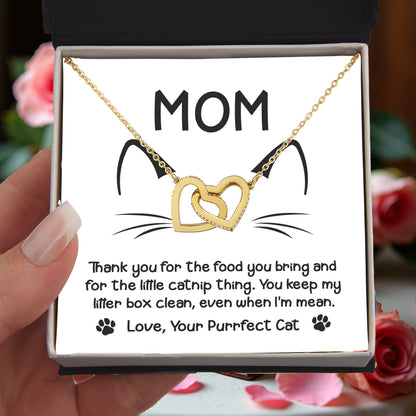 To the Cat Mom – Love, Your Purrfect Cat - Necklace with Cute Message Card - Mallard Moon Gift Shop
