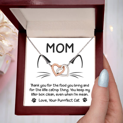 To the Cat Mom – Love, Your Purrfect Cat - Necklace with Cute Message Card - Mallard Moon Gift Shop