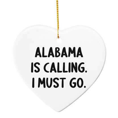 Alabama Gifts: 'Alabama Is Calling. I Must Go.' Christmas Ornaments