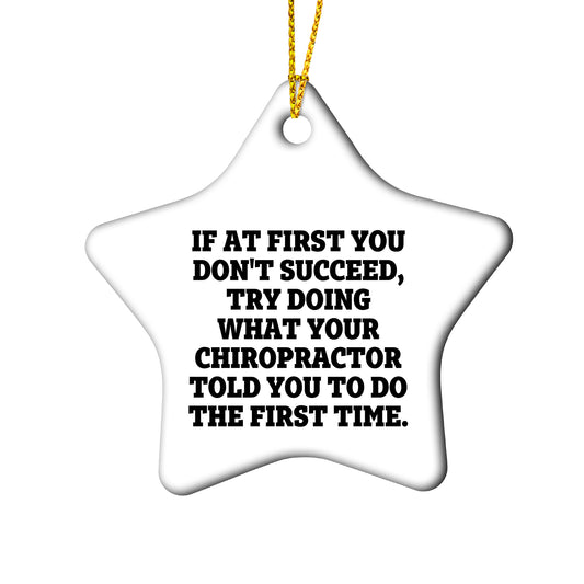 Chiropractor Funny Star Ornament for Christmas, If At First You Don't Succeed, Try Doing What Your Chiropractor Told You To Do The First Time