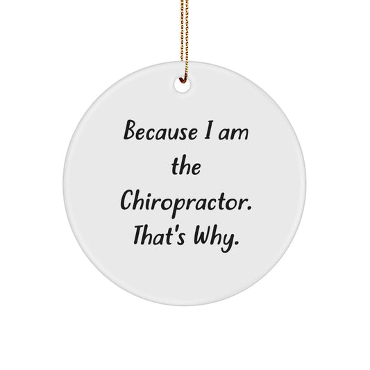 Chiropractor Gifts from Friends, Because I Am The Chiropractor. That's Why., Circle Ornament for Christmas