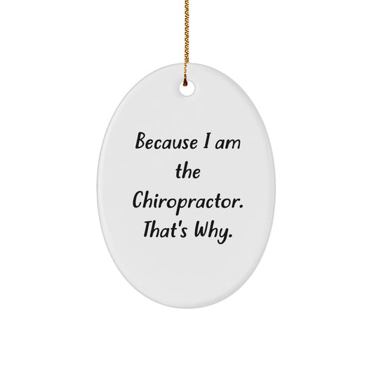 Chiropractor Gifts from Men for Christmas Oval Ornament Because I Am The Chiropractor. That's Why.