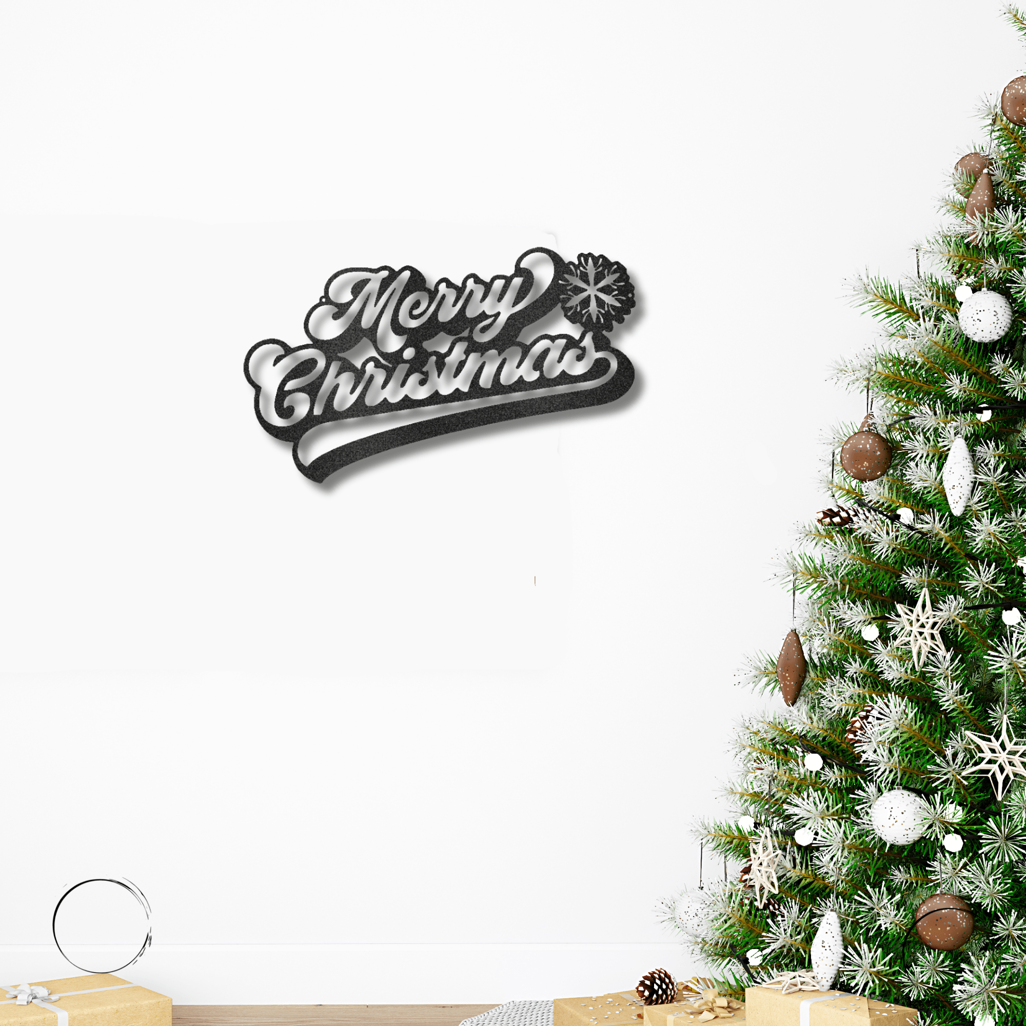 Classic "Merry Christmas" Metal Wall Sign - Bring Holiday Cheer to Any Room - Mallard Moon Gift Shop