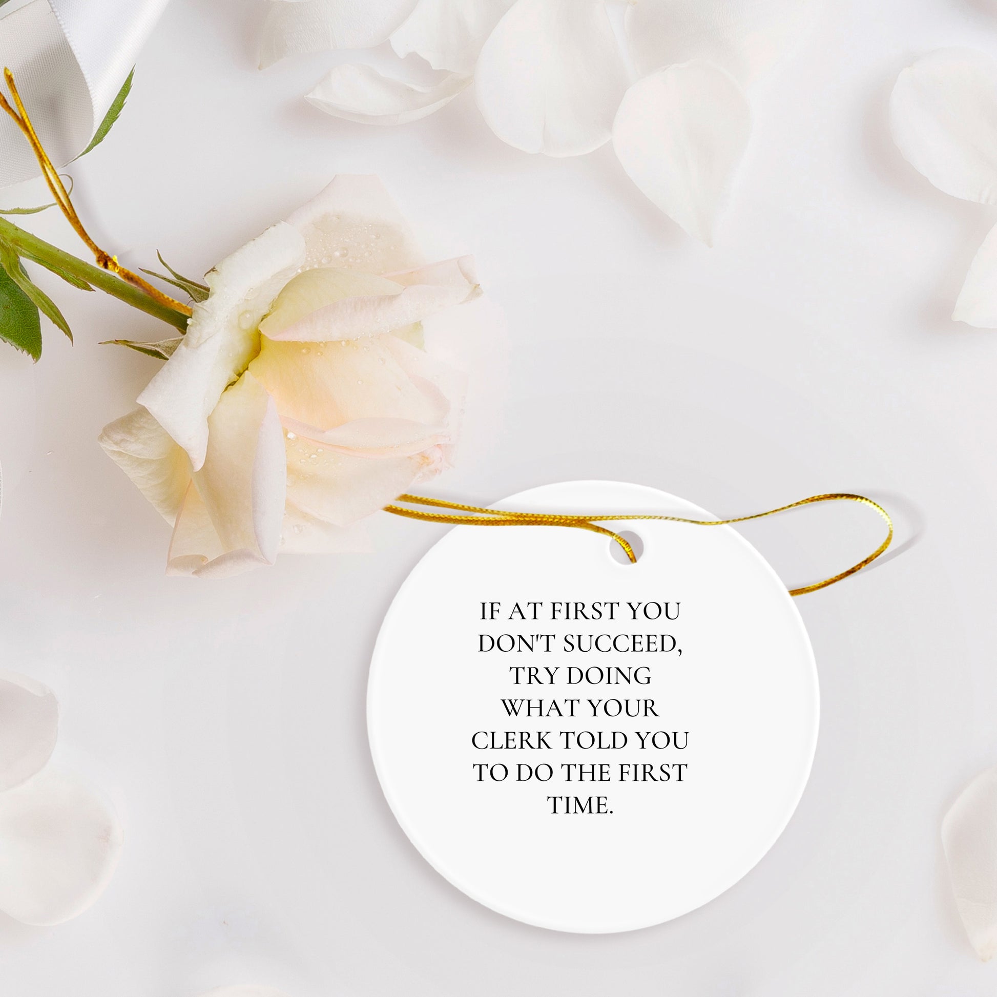 Clerk Humor Gifts from Friends - Christmas Circle Ornament, Funny Quote, Perfect for Men or Women, Gifts for Clerk, Coworkers, and Family