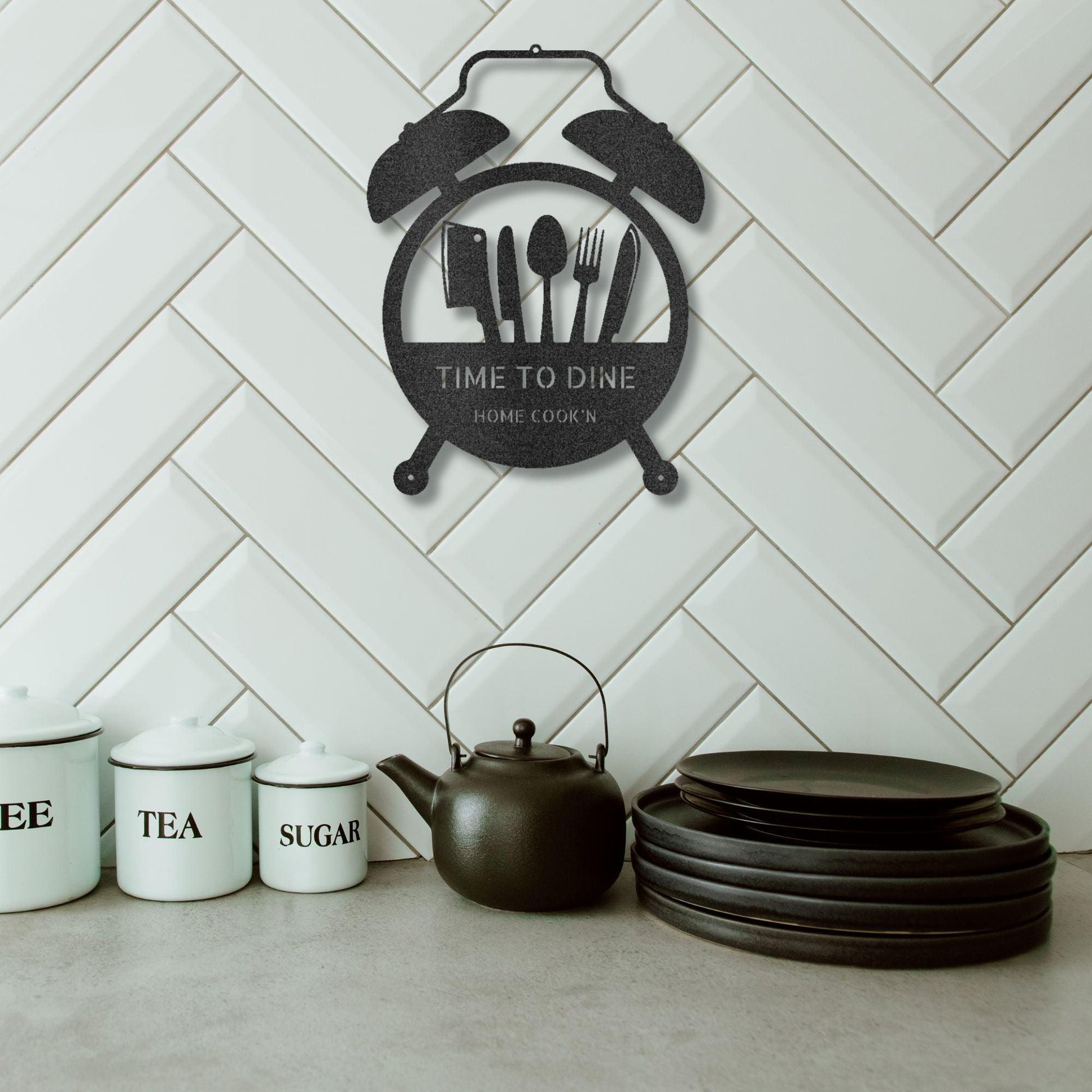 Food Time Kitchen Timer Custom Name Indoor Outdoor Steel Wall Sign - Mallard Moon Gift Shop