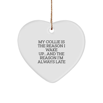Collie Dog Lovers Gifts, Funny Quote Heart Ornament, Christmas Gifts for Men or Women