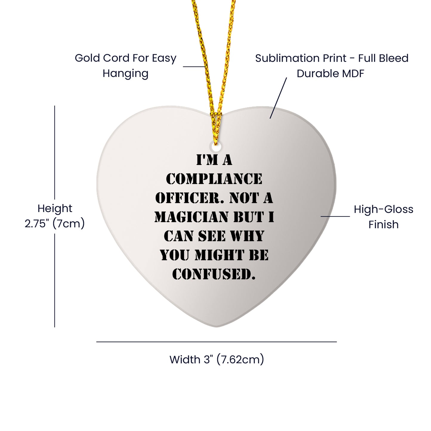 Compliance Officer Gifts from Men to Compliance Officers Heart Ornament, Funny Quote, Christmas Unique Gifts