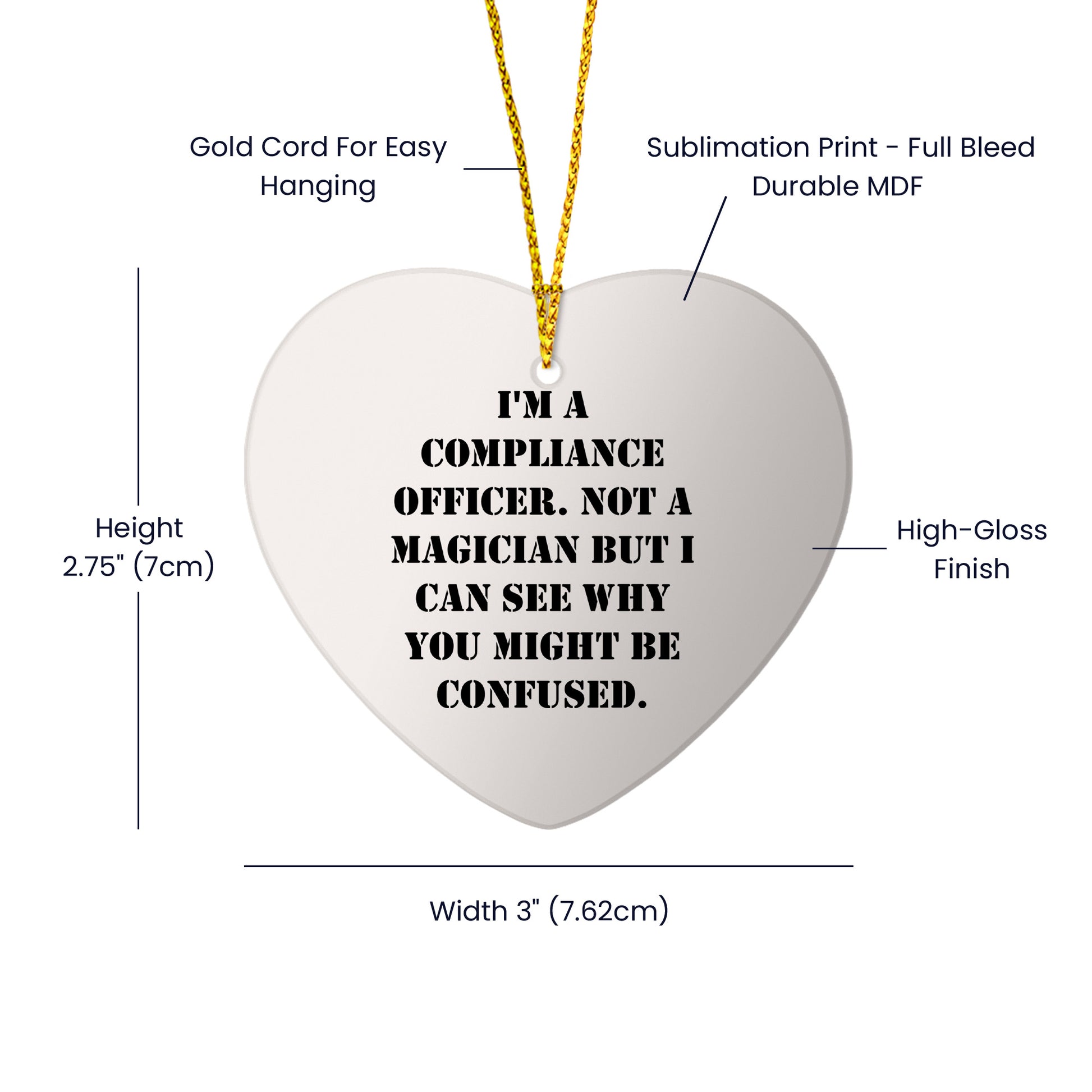 Compliance Officer Gifts from Men to Compliance Officers Heart Ornament, Funny Quote, Christmas Unique Gifts