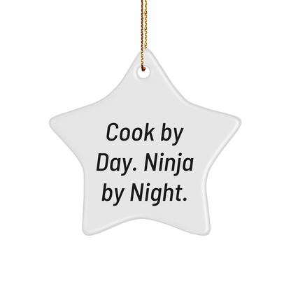 Cook: Star Ornament Gifts for Men, Funny Quote 'Cook By Day. Ninja By Night.' for Christmas - Image 1