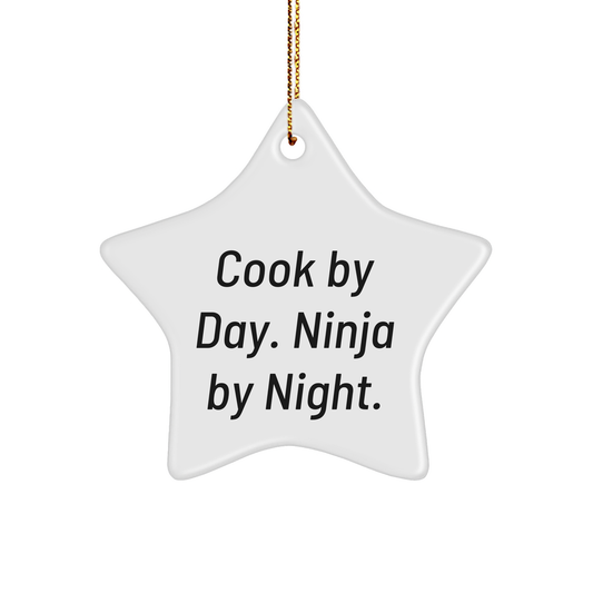 Cook: Star Ornament Gifts for Men, Funny Quote 'Cook By Day. Ninja By Night.' for Christmas - Image 1