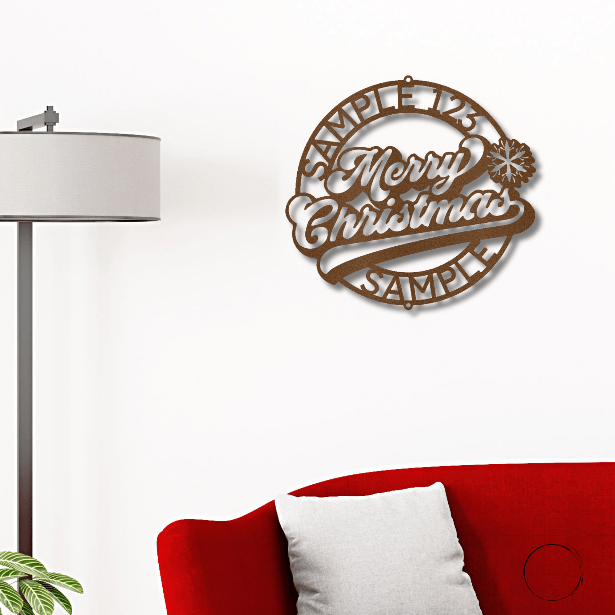 Merry Christmas Ring Custom Family Name Indoor Outdoor Steel Wall Sign Holiday Home Décor - Mallard Moon Gift Shop