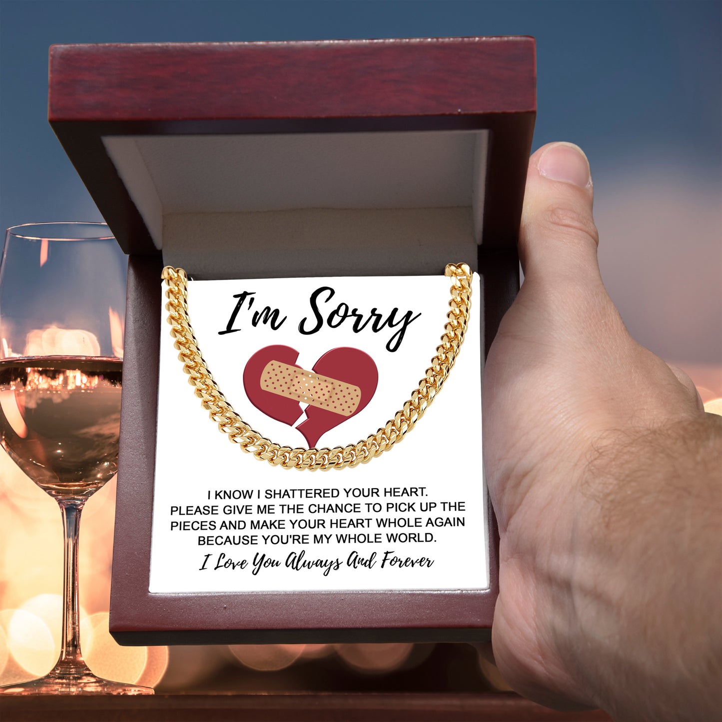 Apology Gift for Him-Sorry, The Pieces-Cuban Link Chain Necklace - Mallard Moon