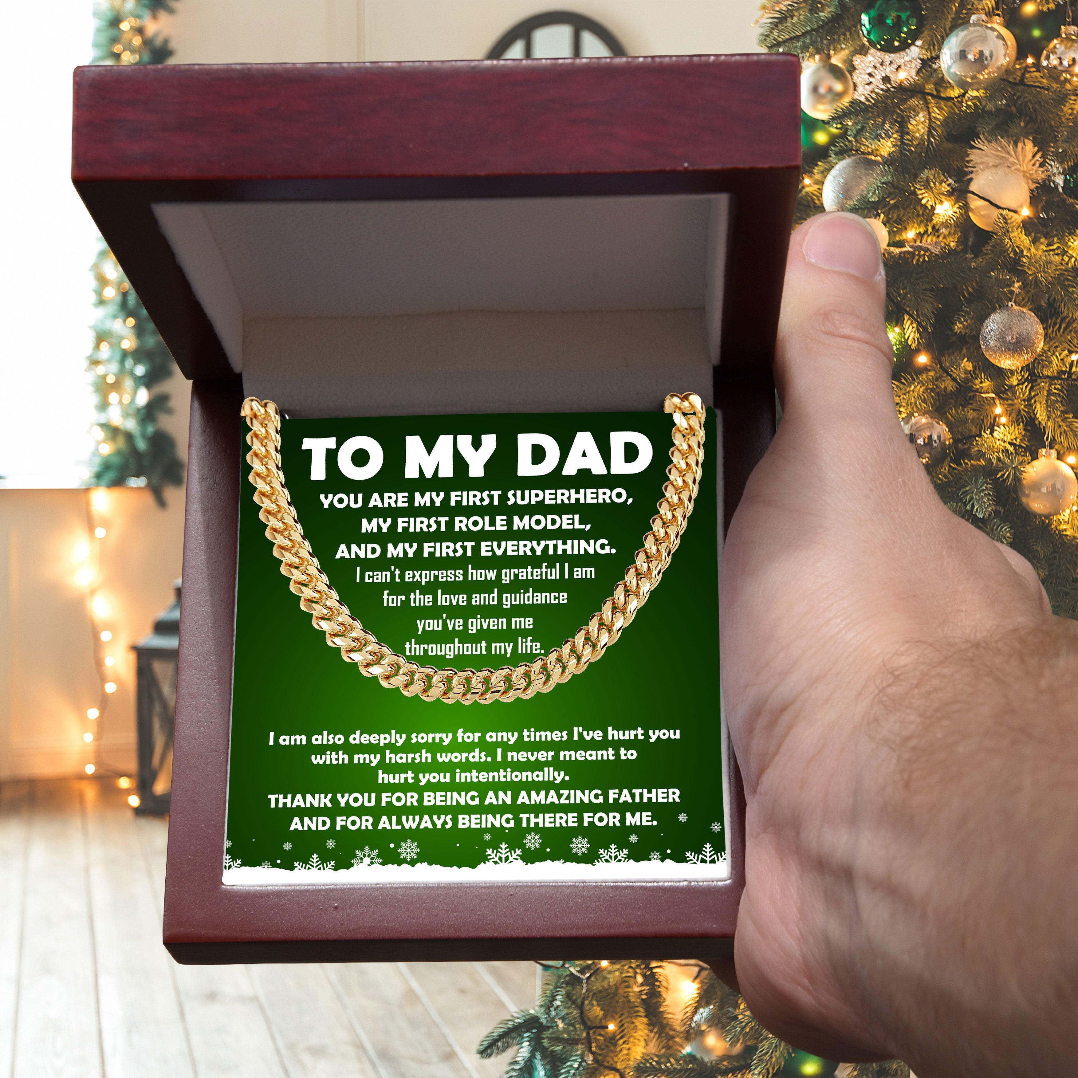 To My Dad - My First Superhero - Cuban Link Necklace - Mallard Moon Gift Shop