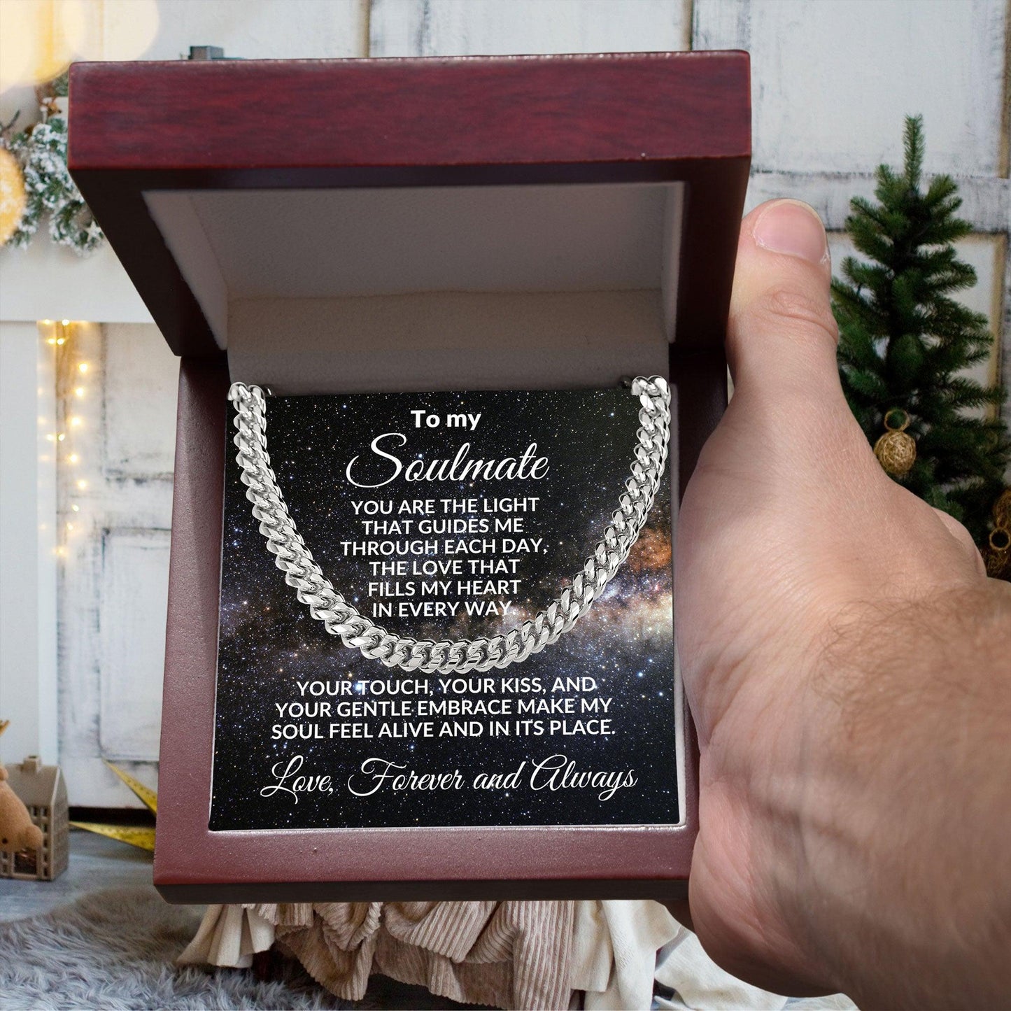 To My Soulmate - Chain Necklace with Romantic Message Card and Gift Box - Mallard Moon Gift Shop